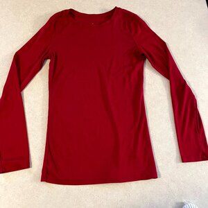 A New Day Red Long Sleeve Cotton Blend T-Shirt Women's XS